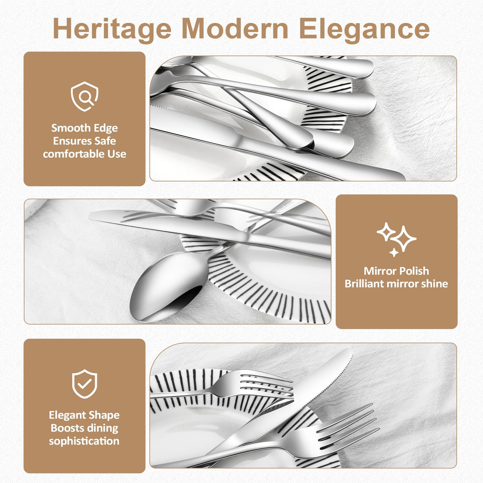 Lazycorner Silverware Set 30 Piece Stainless Steel Flatware Set Silverware Ut...
