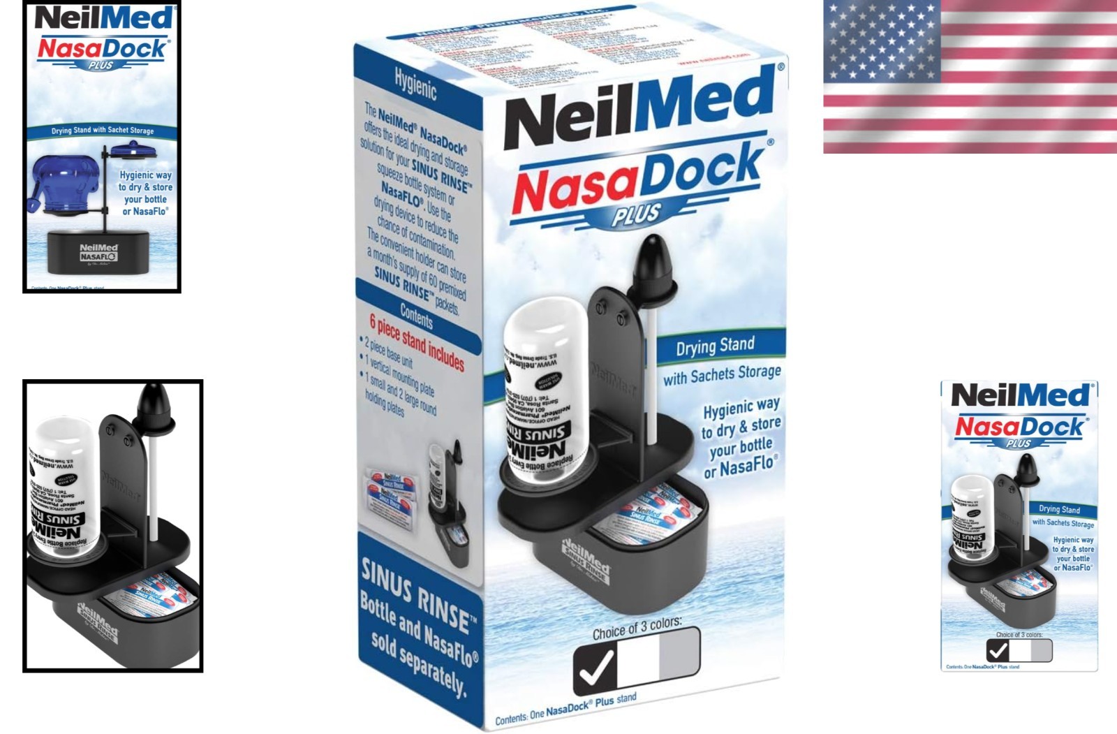 Effortless Assembly NasaDock Plus Stand for Sinus Rinse, Available in Black