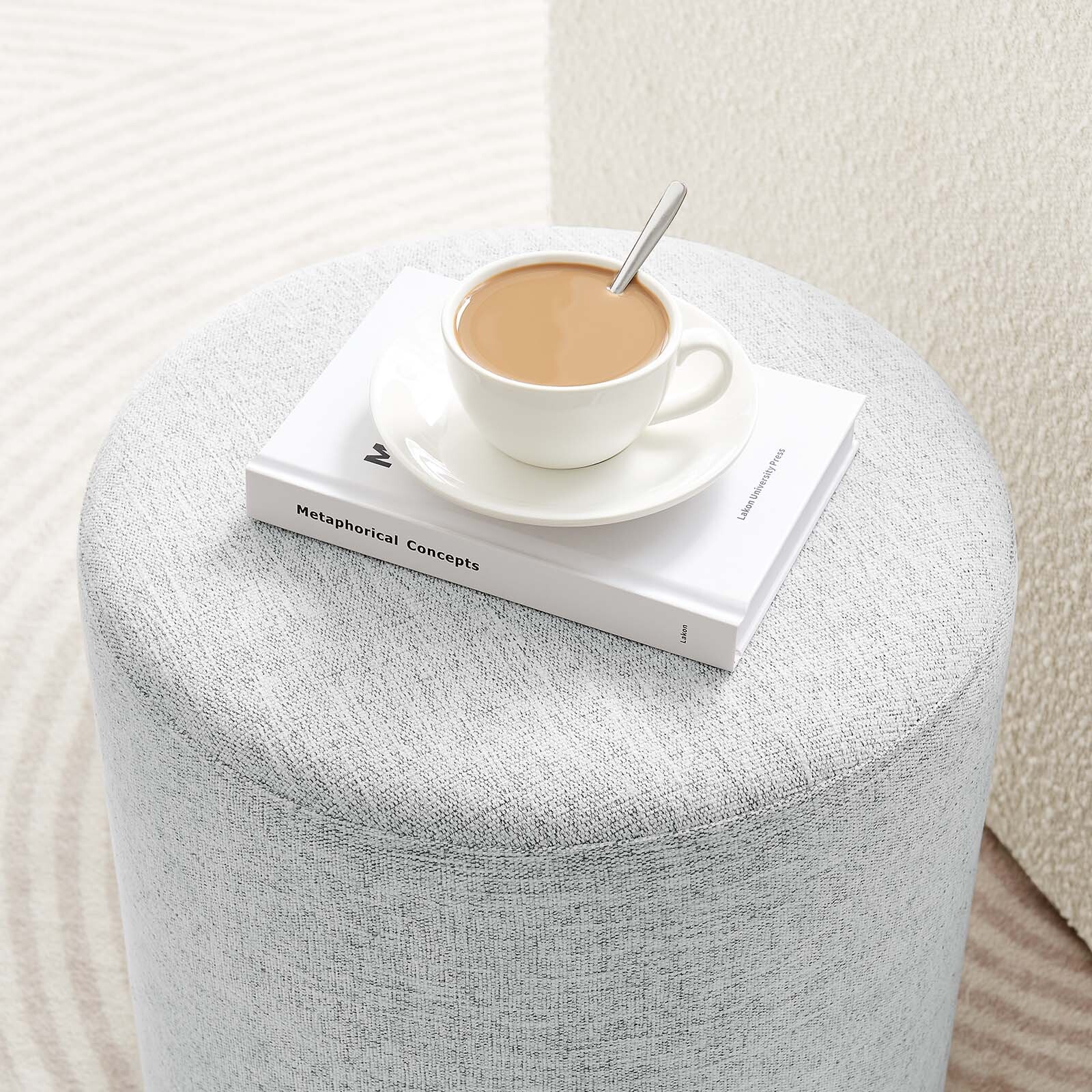 Modway 16" Round Woven Heathered Fabric Upholstered Ottoman