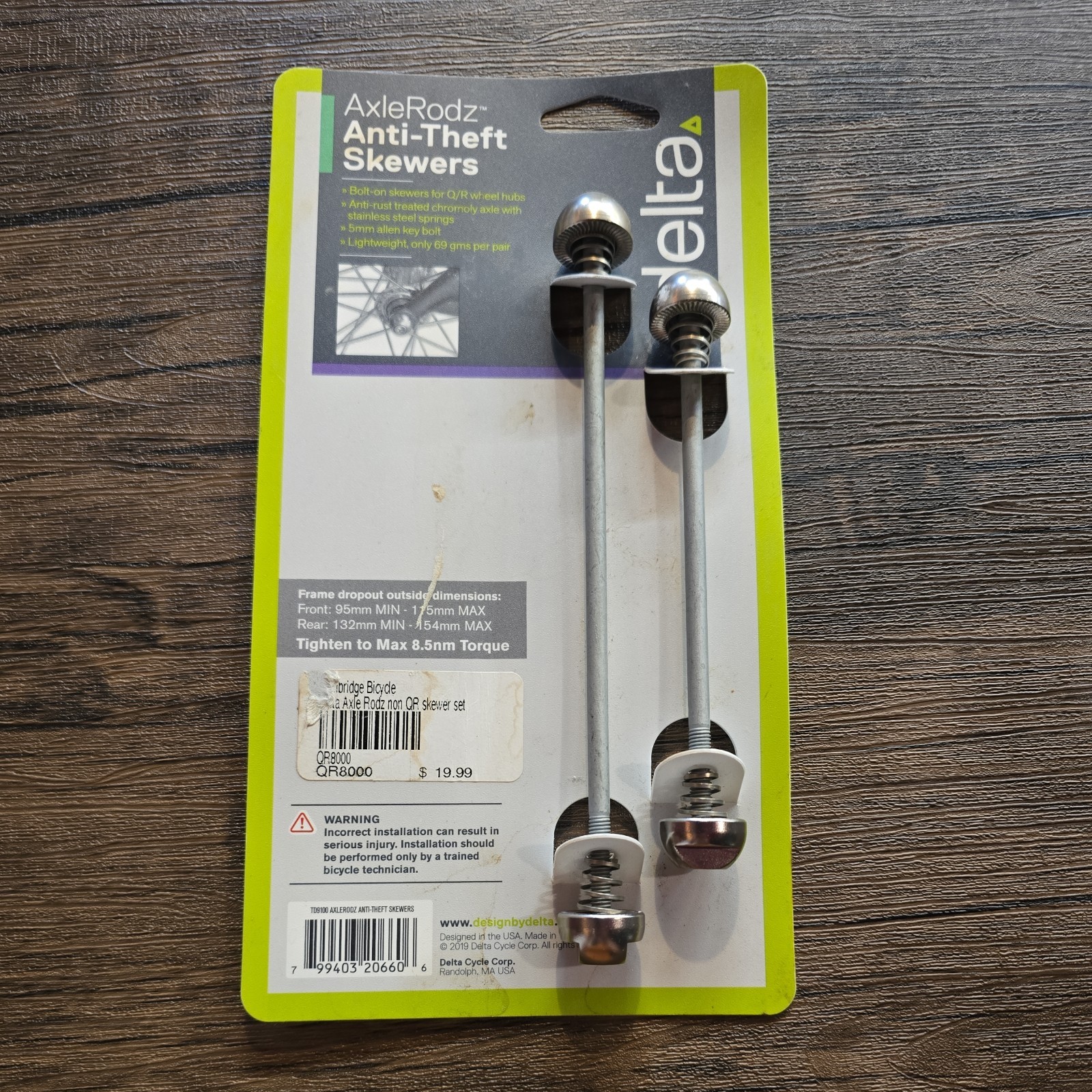 Delta Axle Rodz Non-Quick Release Skewer Set-Cromoly & Stainless Steel Security