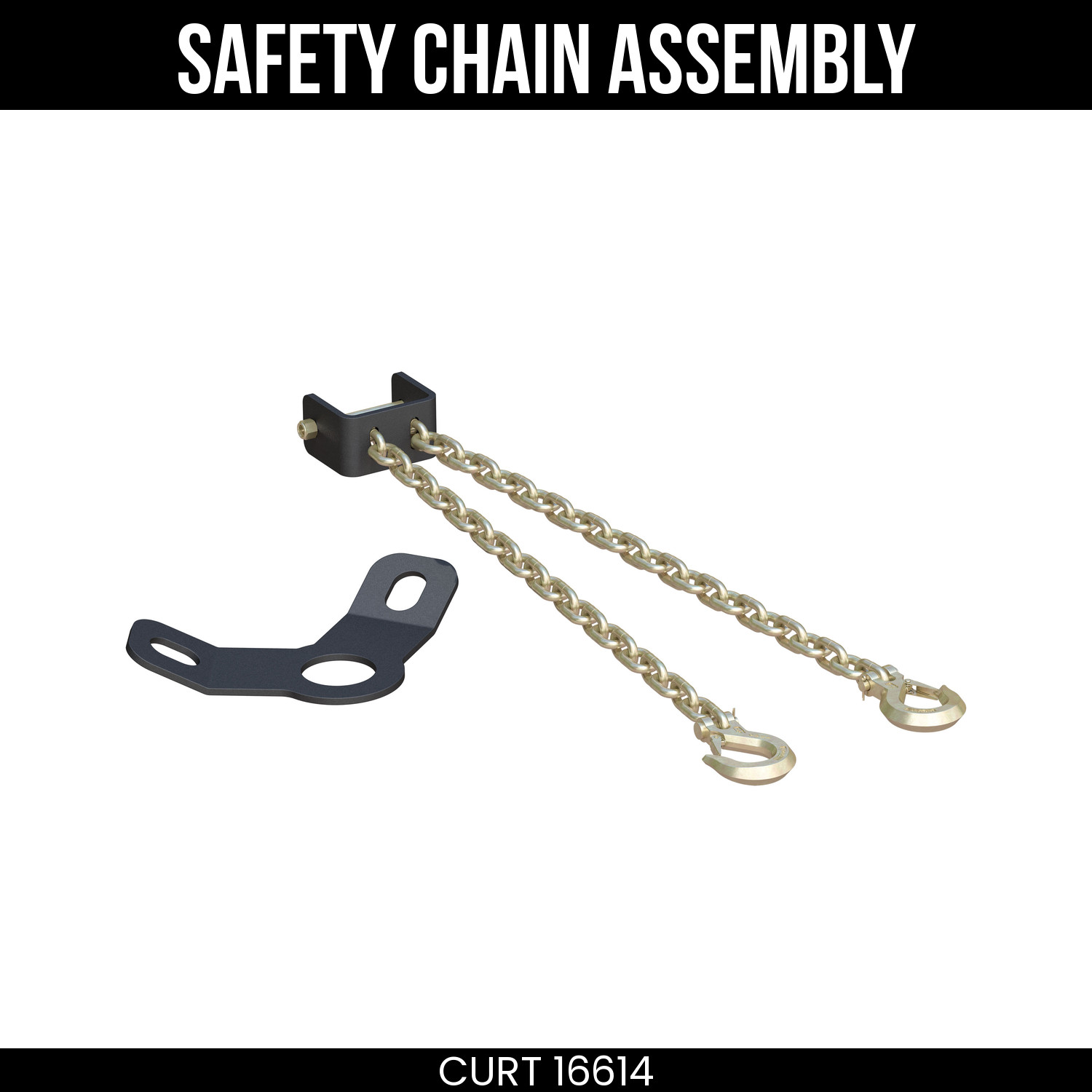 CURT CrossWing 5th Wheel Safety Chain Assembly with Gooseneck Anchor Plate 16614