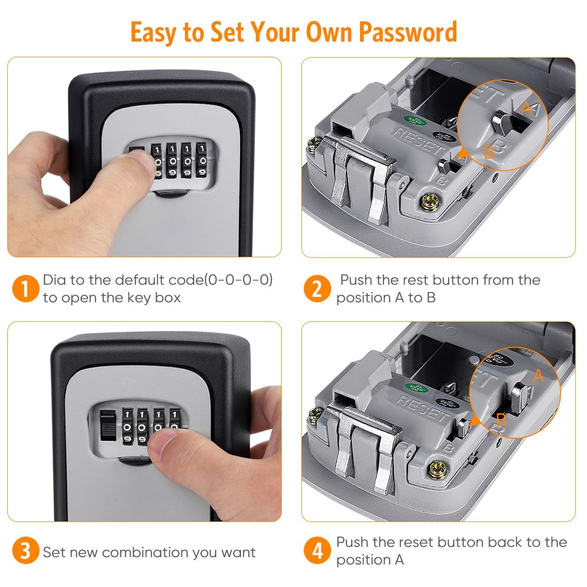 Key Lock Box Wall Mounted, 4 Digit Combination Lockbox for Outside, House Key...