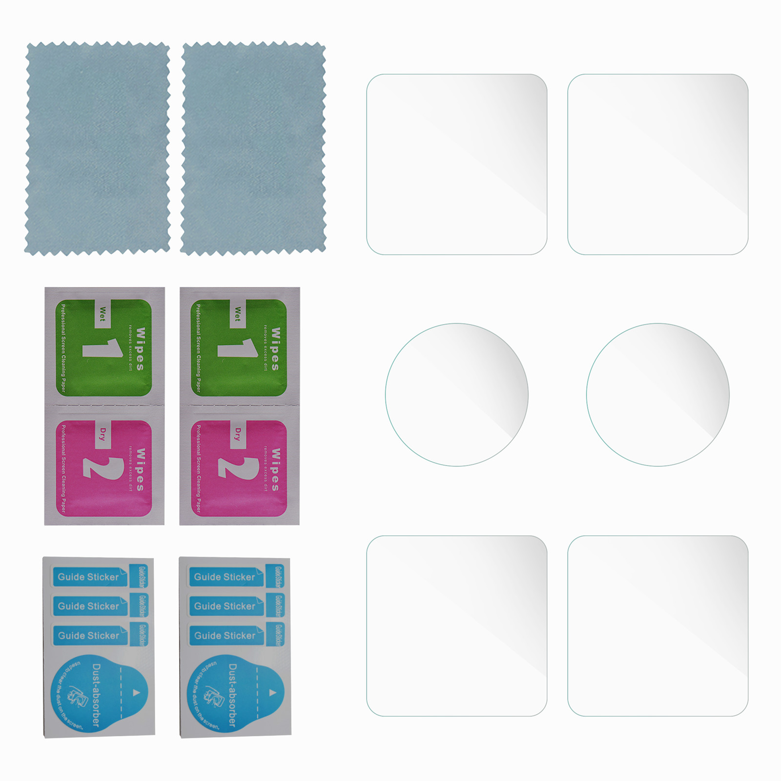 2Sets 9H Screen+Lens HD Tempered Glass Protecter Film for DJI Action 2 Camera B