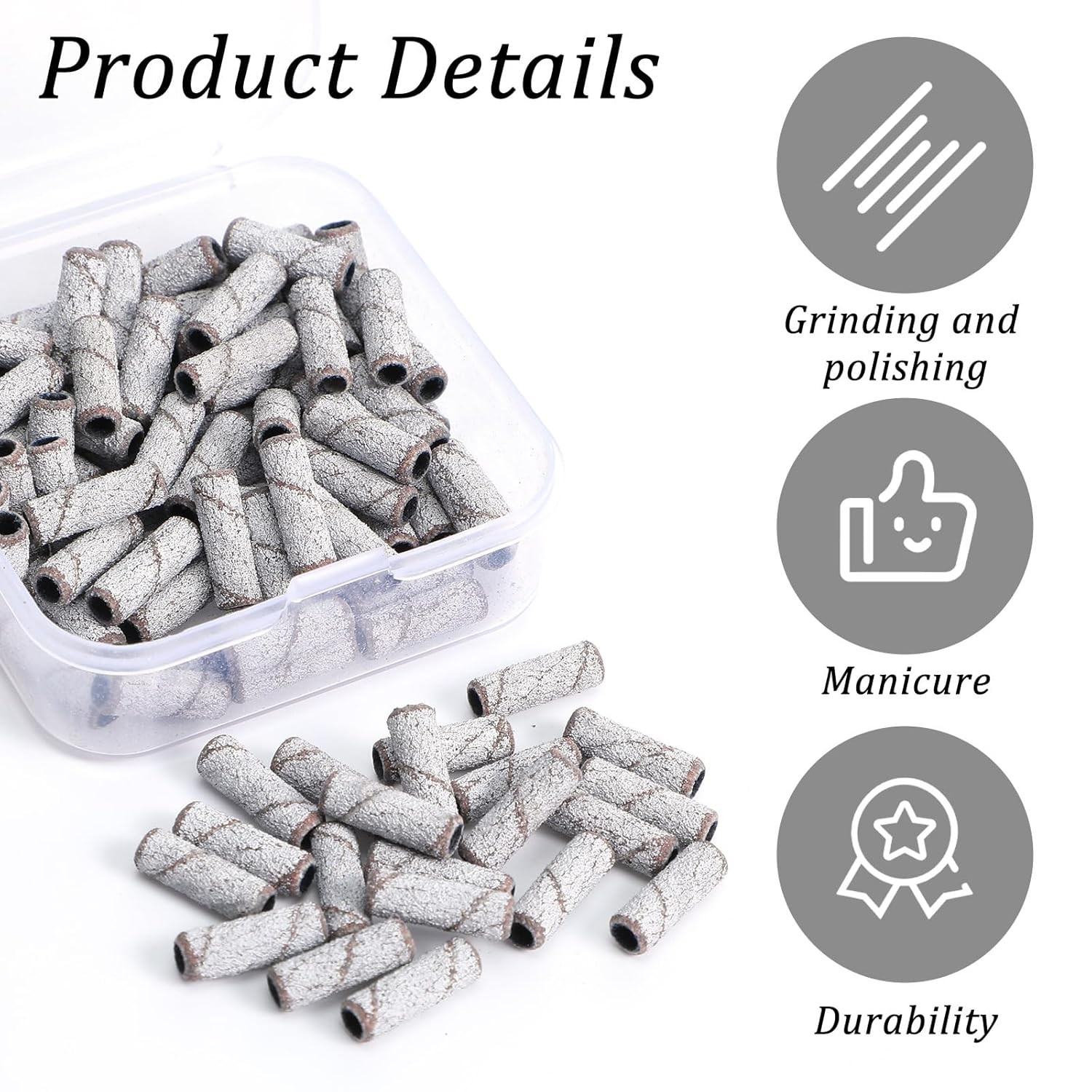 100PCS Mini Nail Drill Sanding Bands 150 Grit 3mm Gel Removal Shaping Polishing