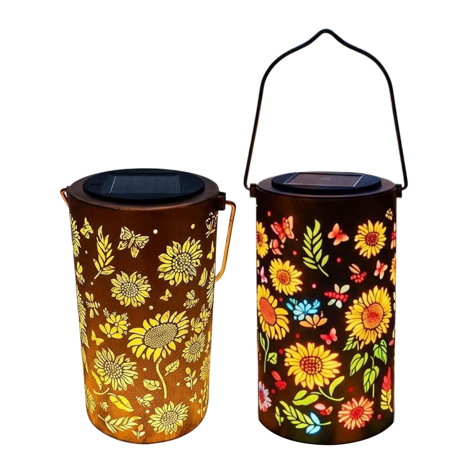 Colorful Sunflower Glow Solar Garden Lantern Outdoor,Solar Garden Hanging Light