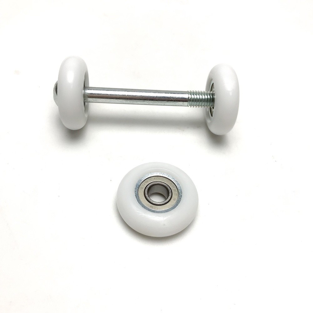 33mm White Plastic Pulley for Rowing Machine Rail Door and Indoor Fitness Use