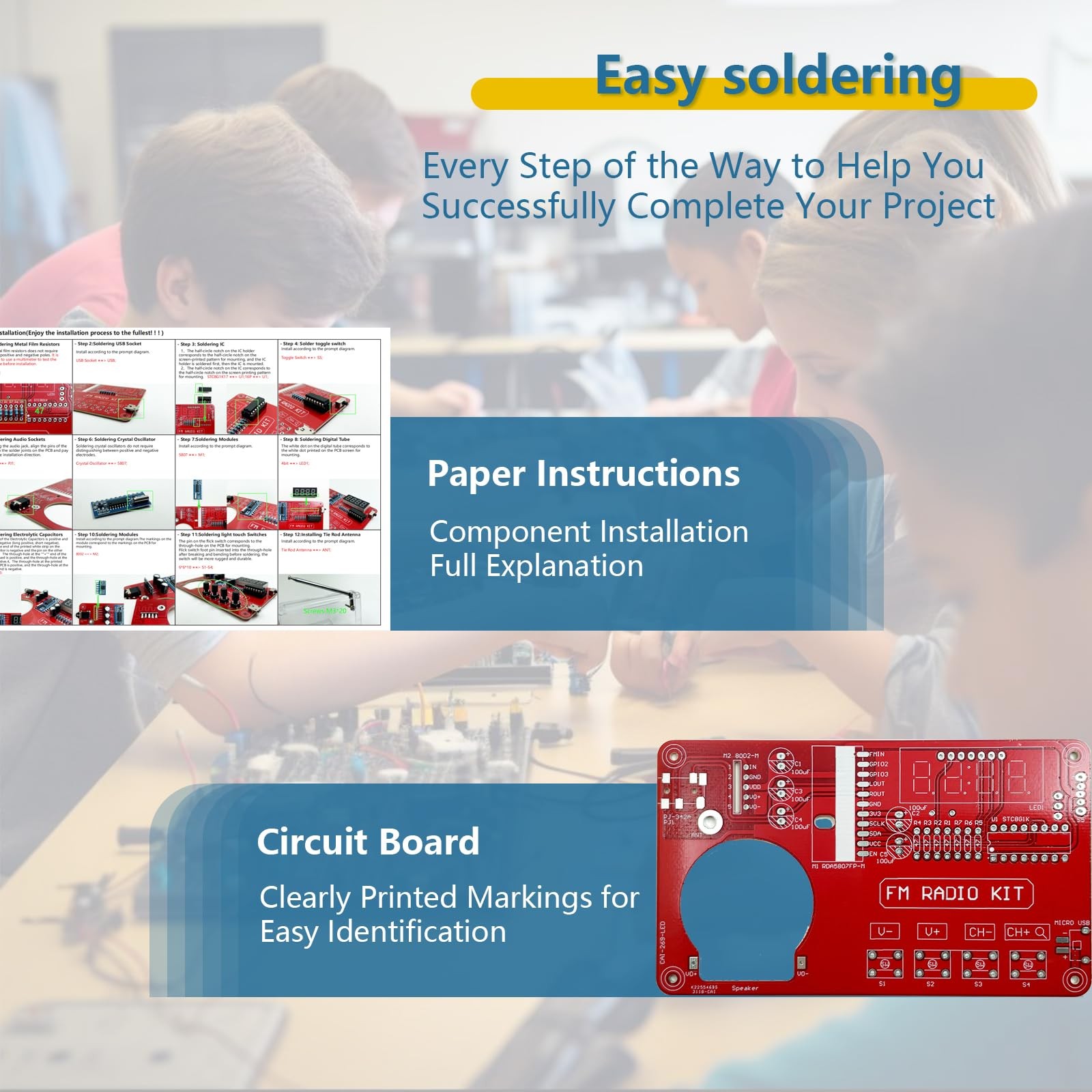 EIELE Soldering Practice Kit Digital Display HD Power Failure Memory Transpar...