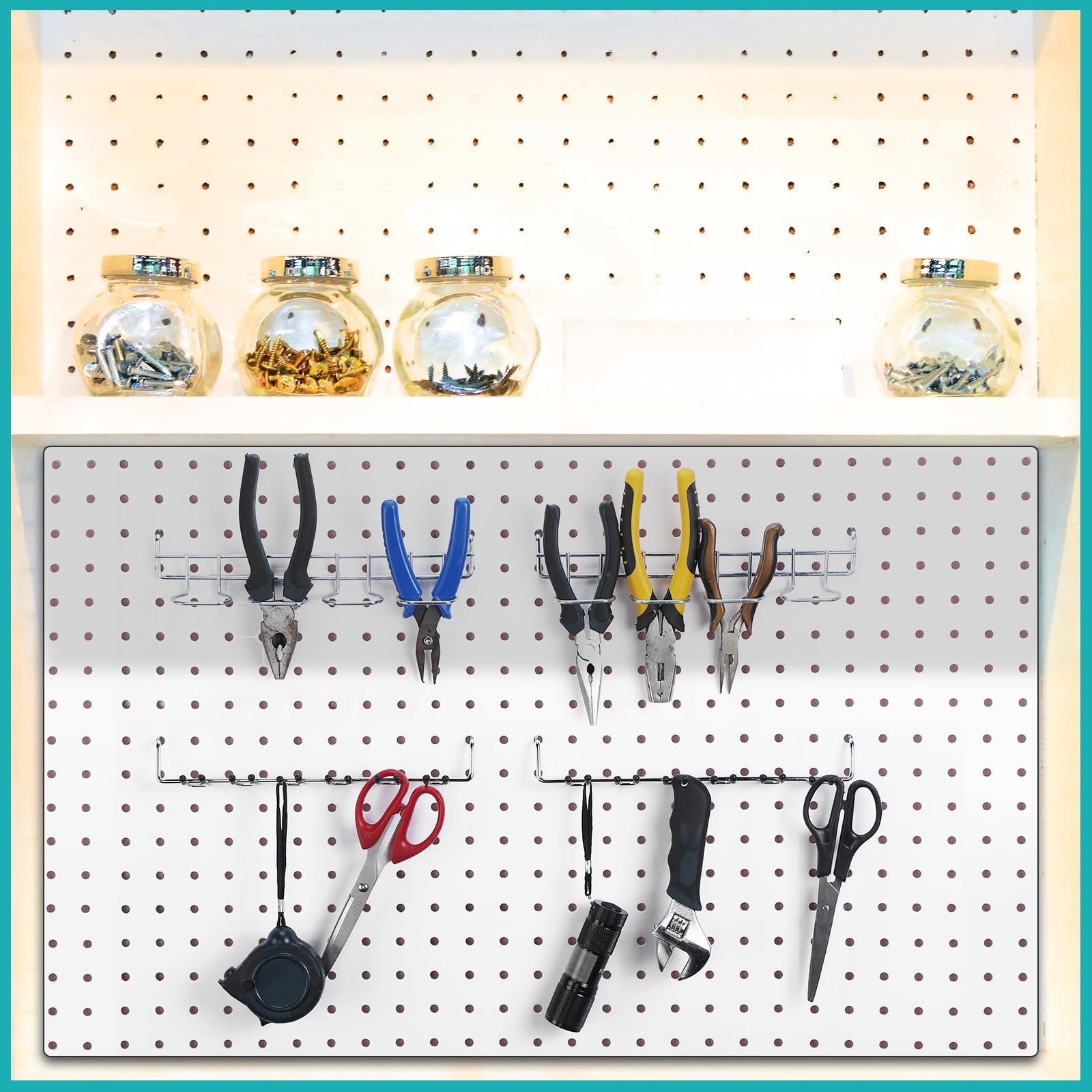 6 Pcs Pegboard Screwdriver Holders Organizer Pegboard Plier Holders Stainless...