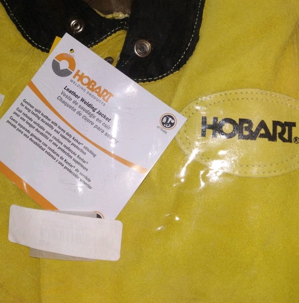 New Hobart Men Heavy Duty Protection Cowhide Leather Welding Jacket Mustard szXL