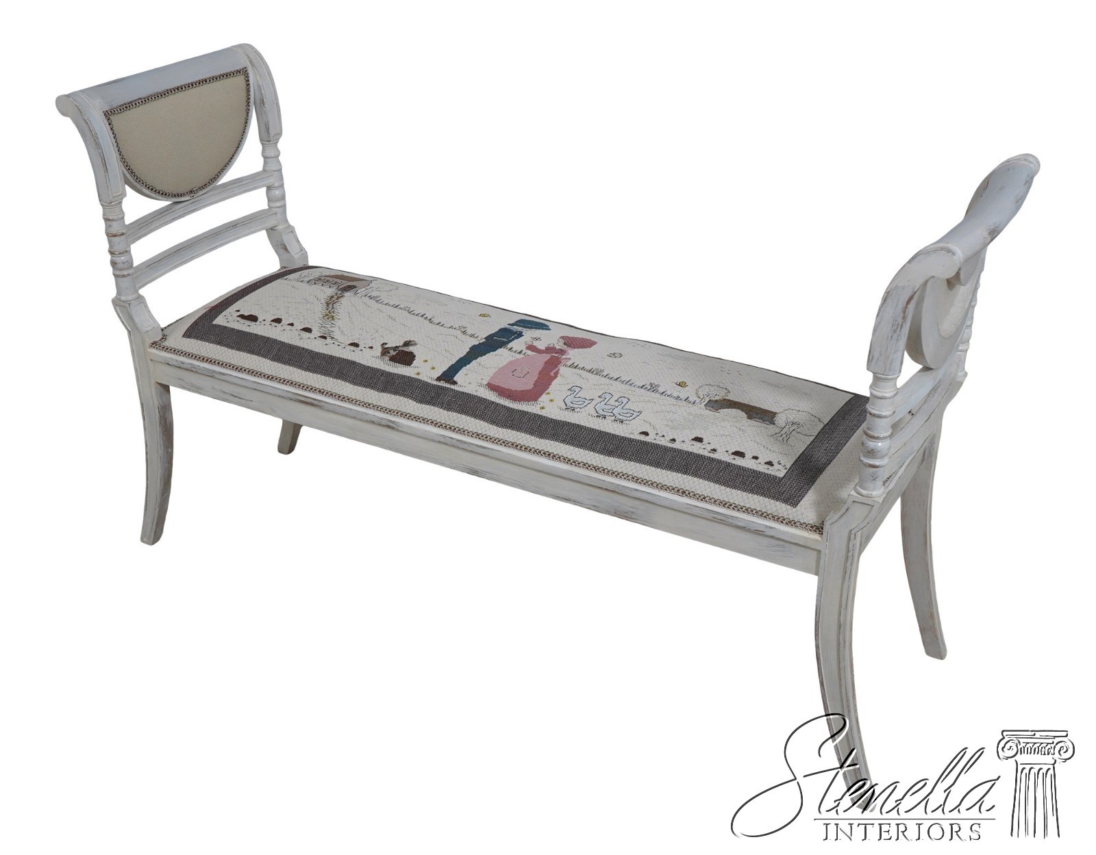 L61969: Country Style Upholstered Regency Style Bench