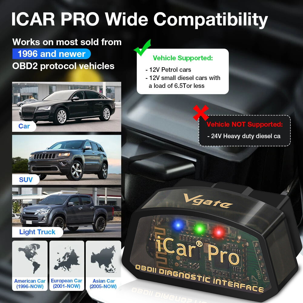 Vgate iCar Pro Bluetooth3.0 OBD2 Diagnostic Scanner Tool Code Reader For Android