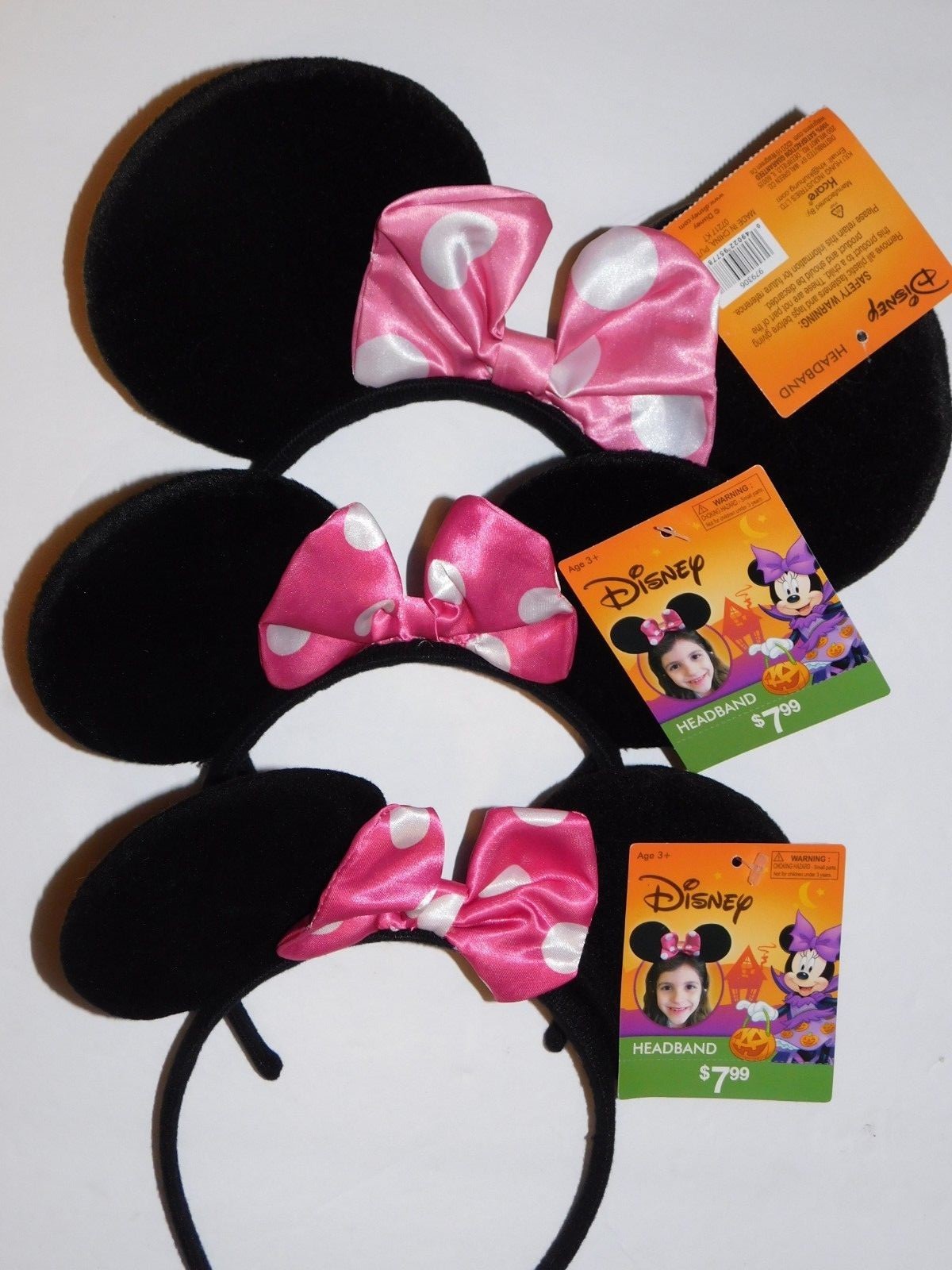 Minnie Mouse Headbands W/ Bow Lot of THREE
