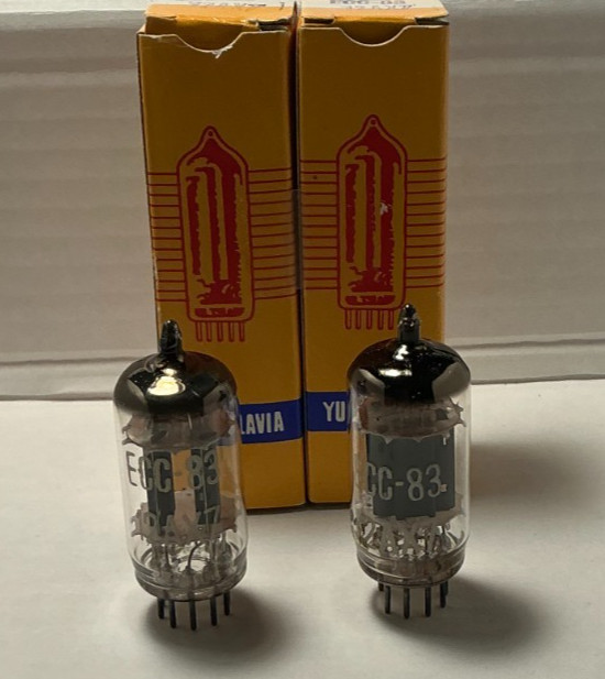 Open Box NOS Matching Pair Ei YUGO 12AX7 ECC83 Smooth Plates