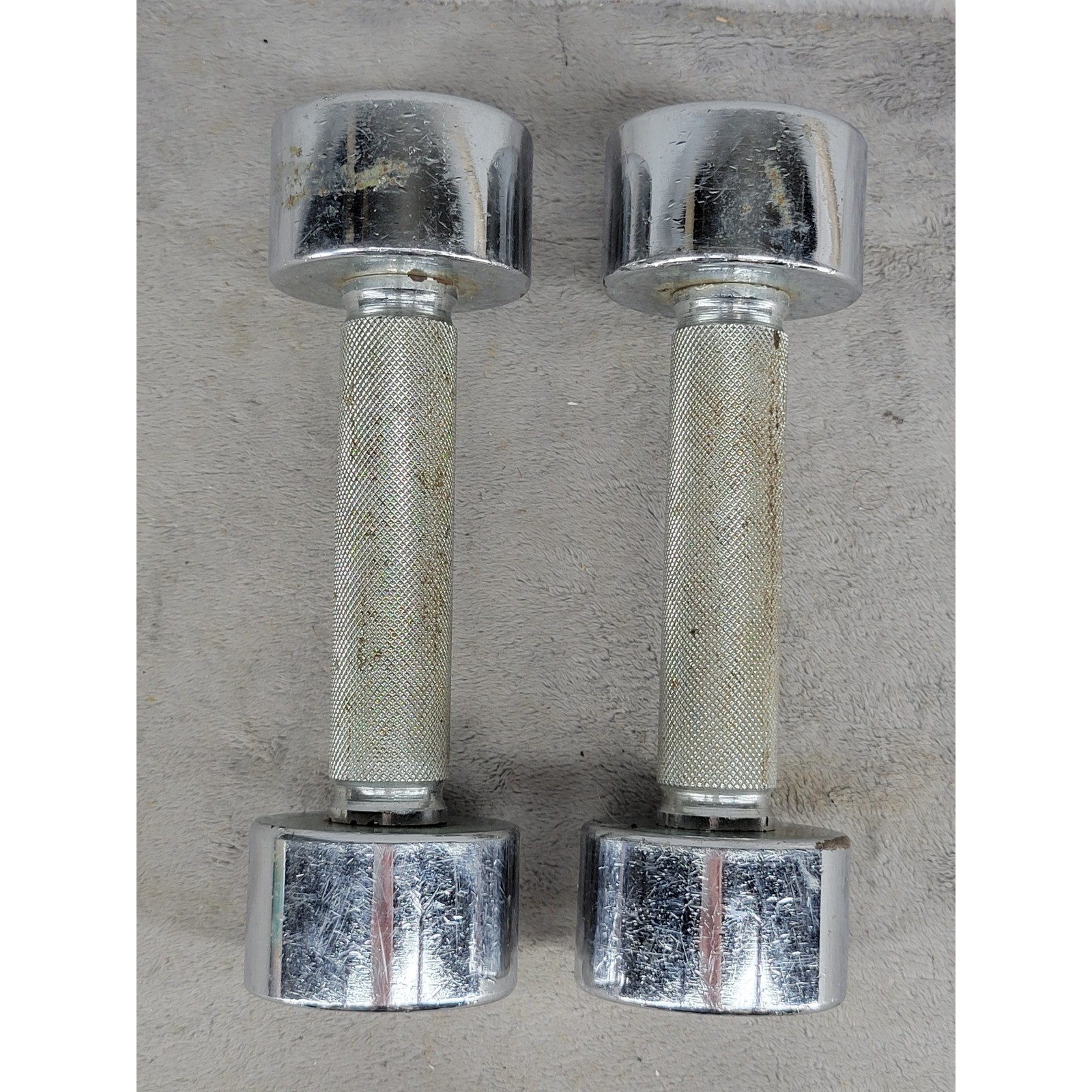 Vintage DP Fit for Life 4lb Chrome Dumbbells Pair Knurled Grip Hand Weights 8lbs