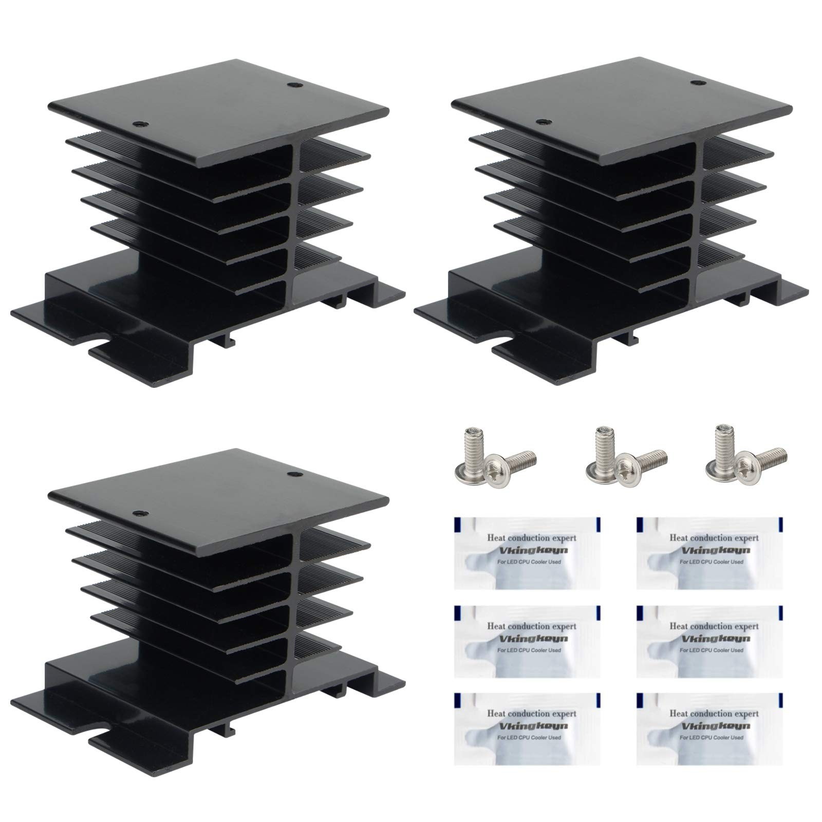CGELE 3PCS Aluminum Heat Sink SSR Dissipation for Single Phase 50mm*50mm*80mm