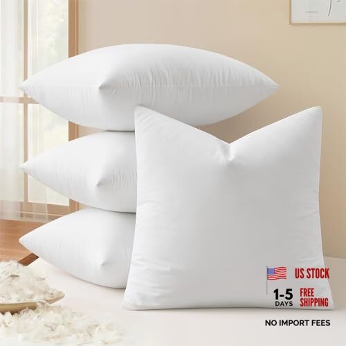 Pack of 4 18x18 Pillow Inserts, Premium Feather and Down Decorative 18x18 Inch