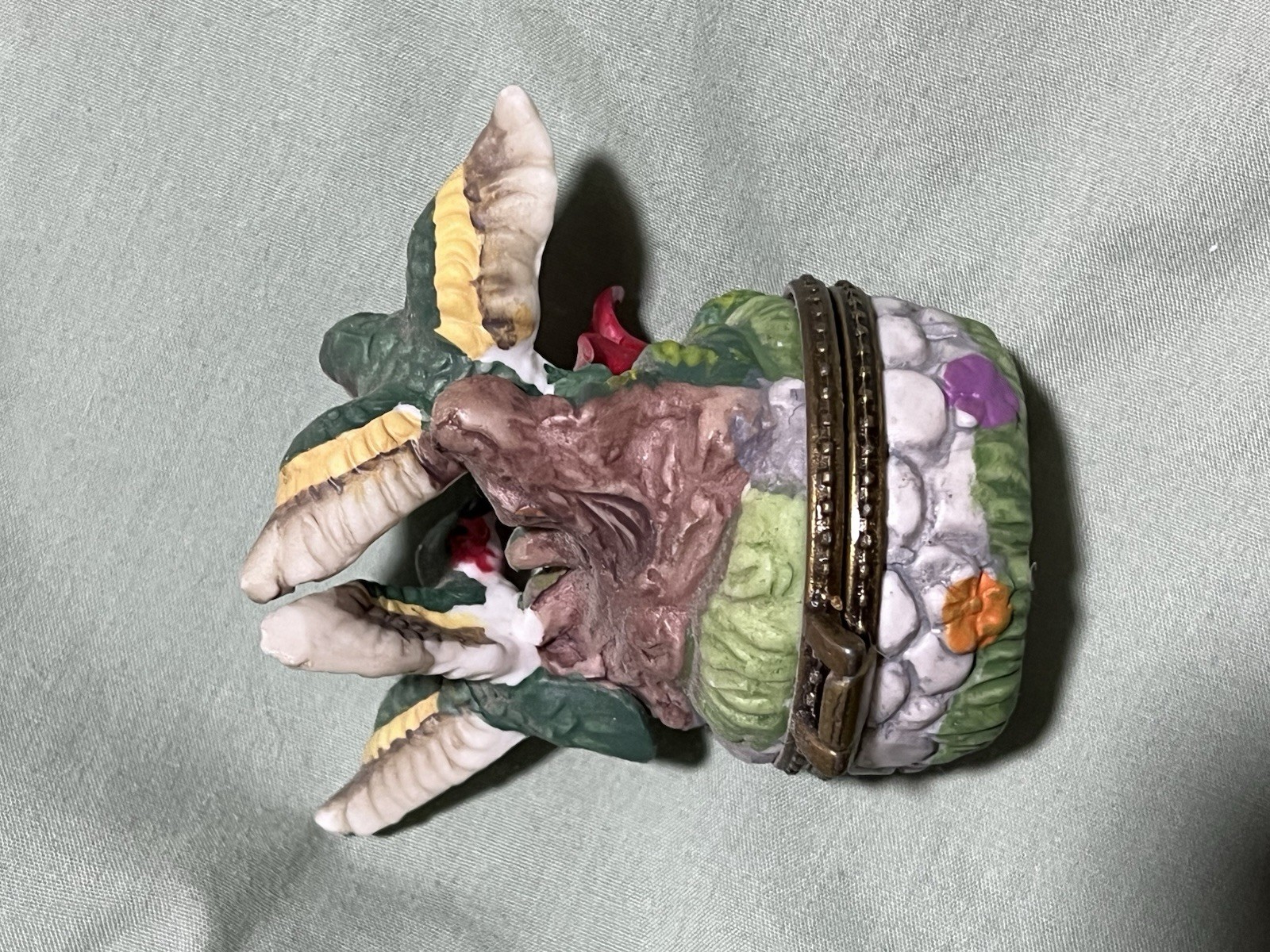 Porcelain Small Jewelry Holder Humming Birds Antique Multicolor