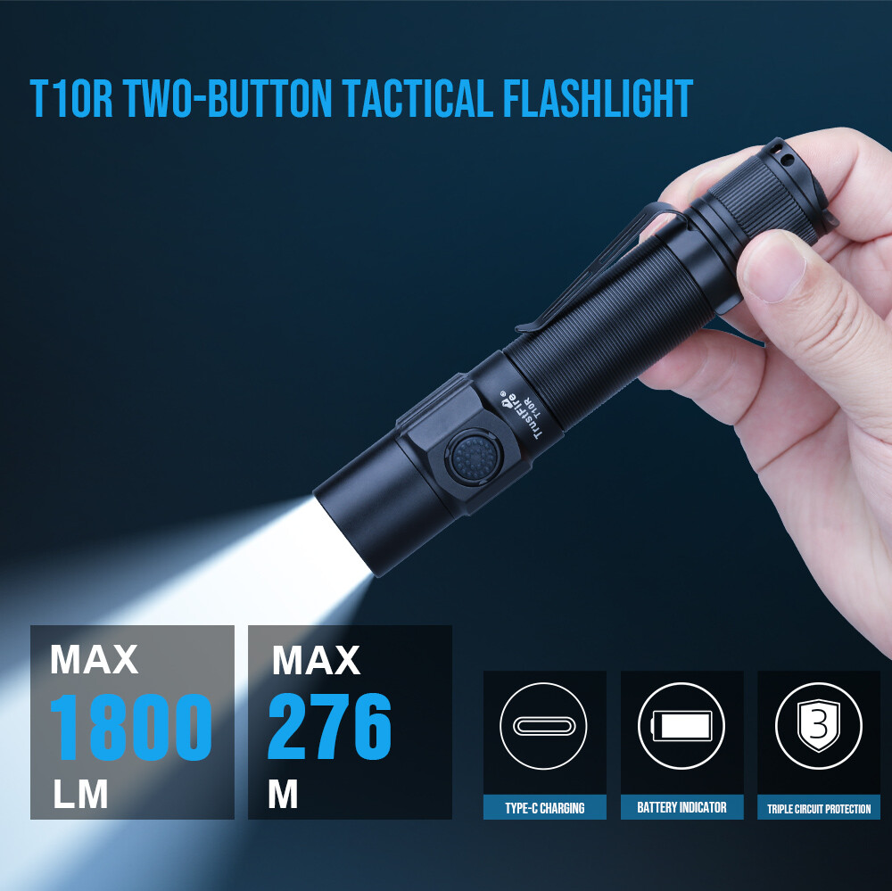 TrustFire 1800 Lumen Tactical LED Flashlight IP68 Waterproof Rechargeable light
