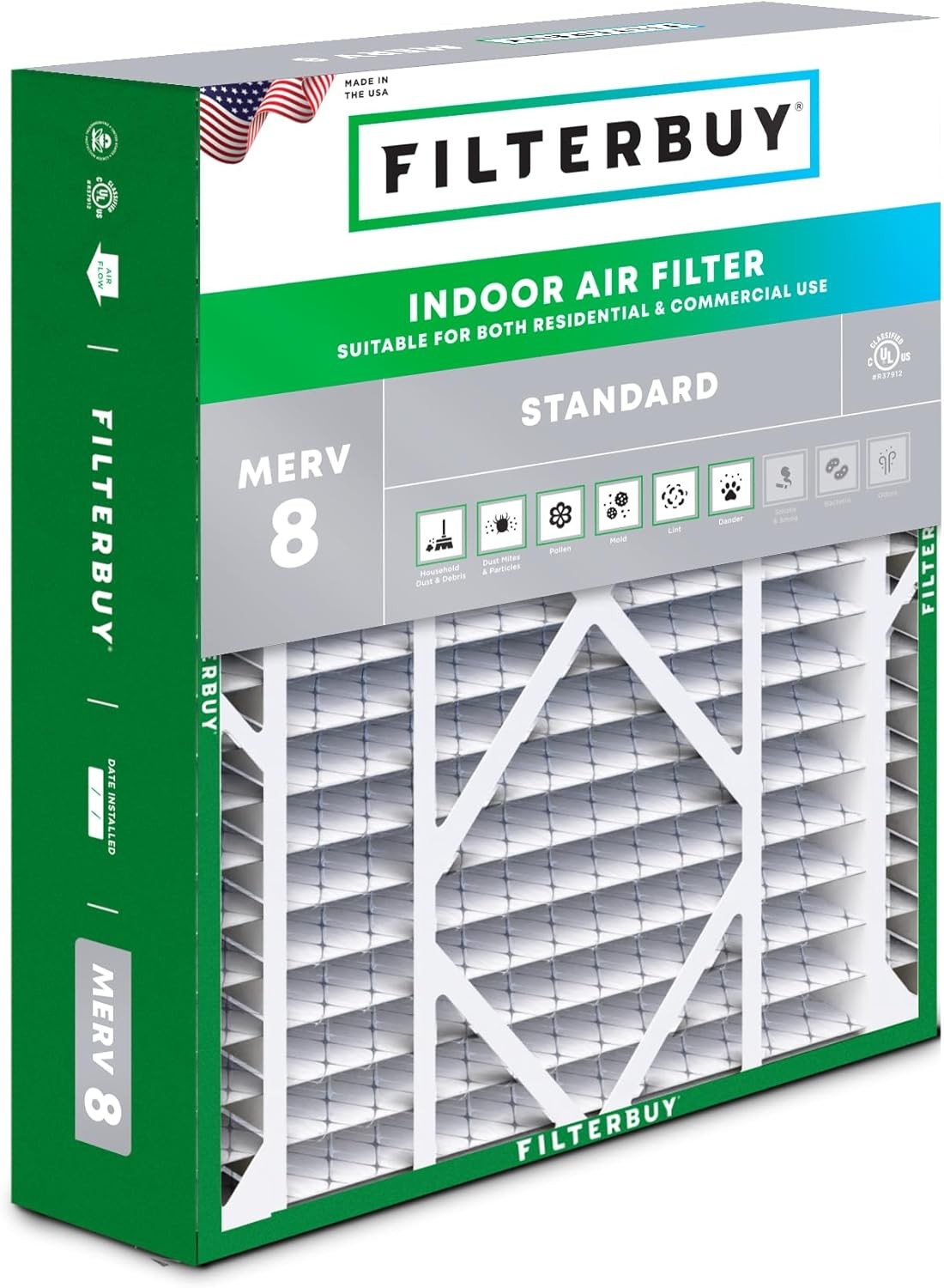 Filterbuy 20x21x5 Air Filters, HVAC AC Furnace Replacement for Lennox (MERV 8)