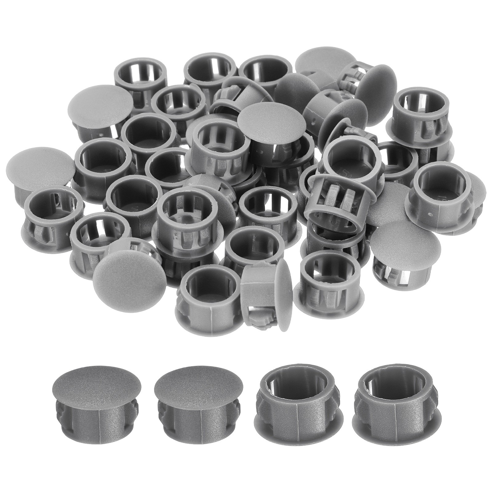 50-PackGray Hole Plugs, 15mm / 0.59 Inch Plastic Hole Cover Panel Plugs