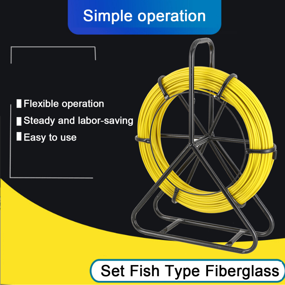 Fiberglass Fish Tape 328 FT Fish Tape Duct Rodder Puller Reel Stand Puller 6MM