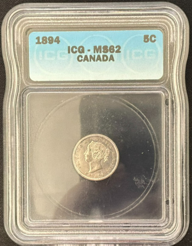 1894 Canada Silver 5 cents ICG MS62 Victoria (trends C$1000)