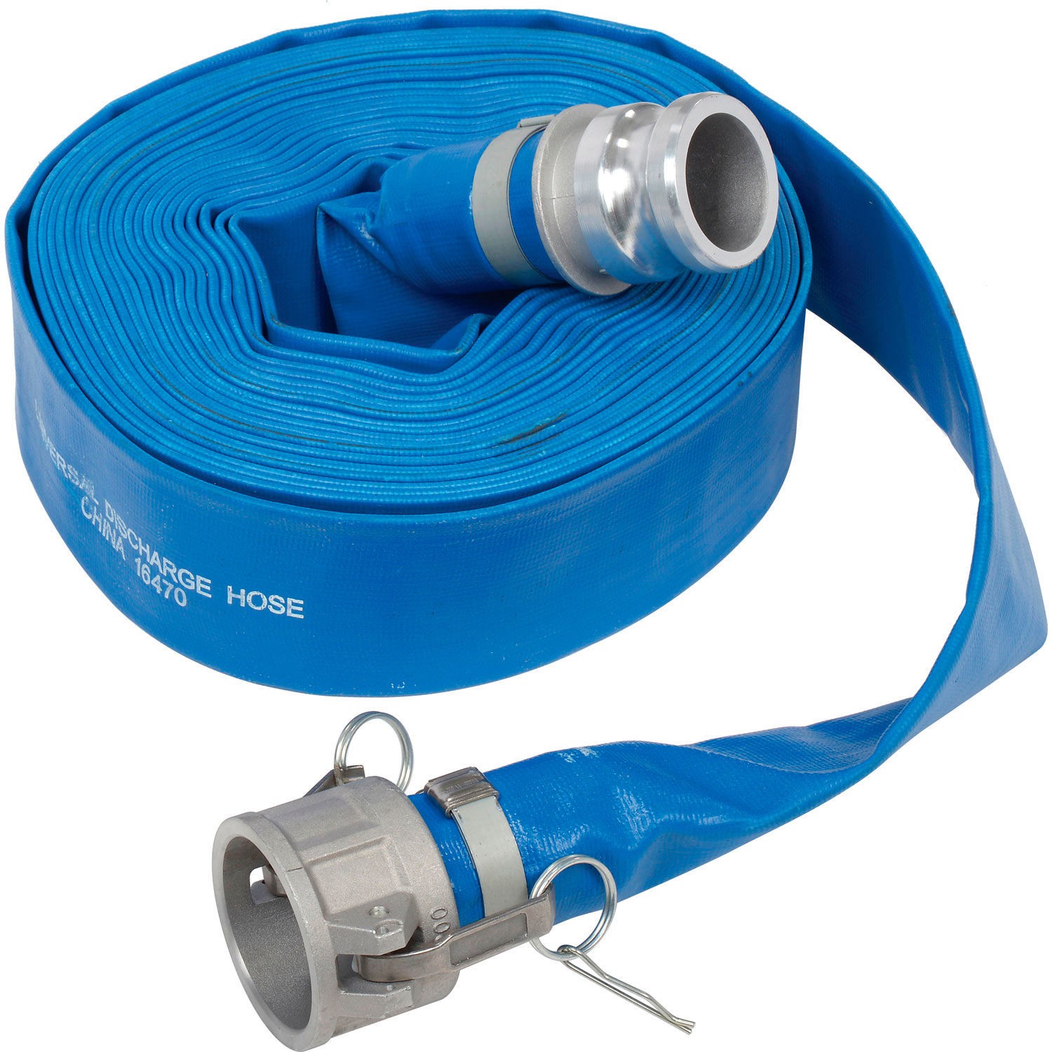 Apache 2" x 50' PVC Lay Flat Discharge Hose w/ C x E Aluminum Cam  Groove