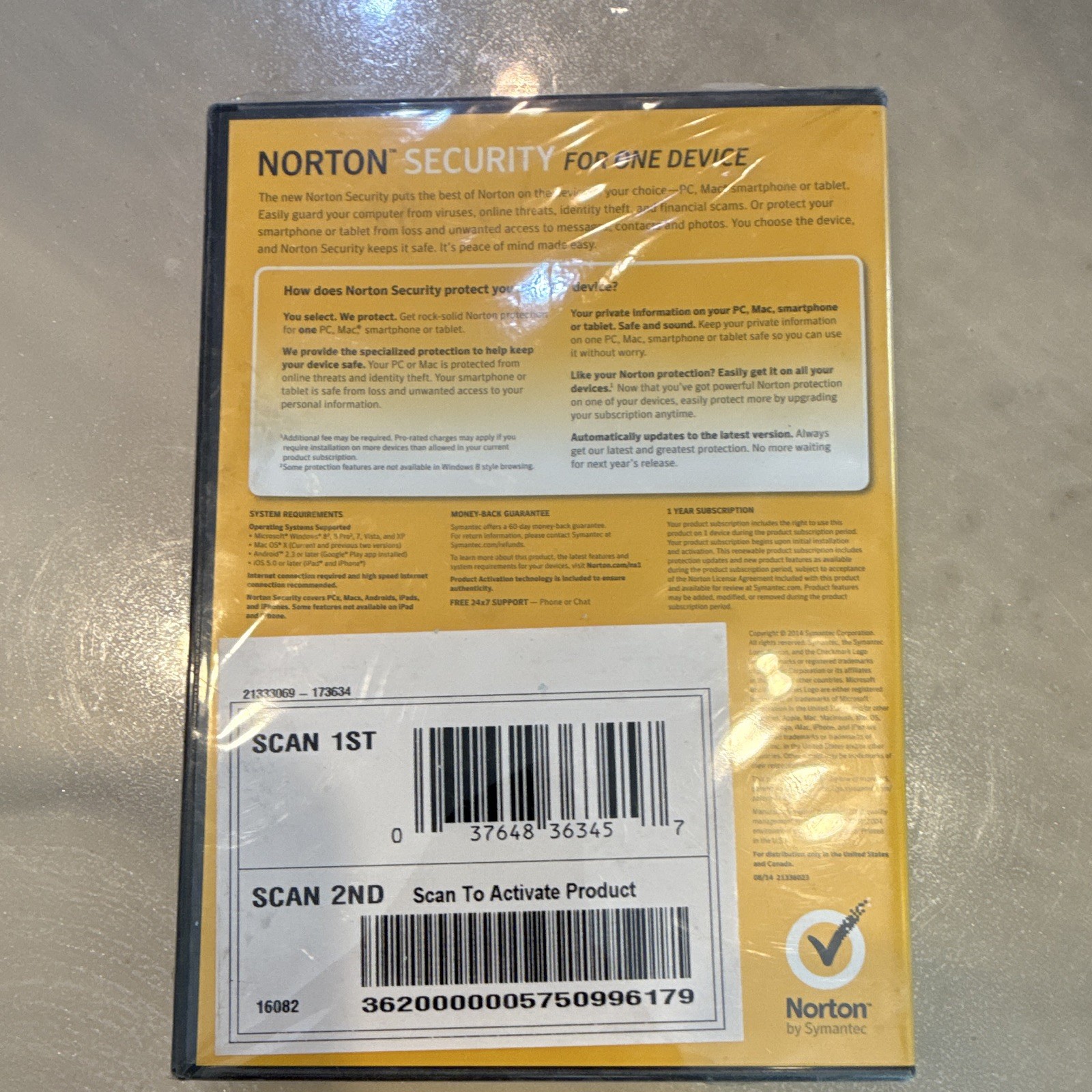 Norton Security Antivirus/Internet Security CD 1-Device Windows Mac Android iOS
