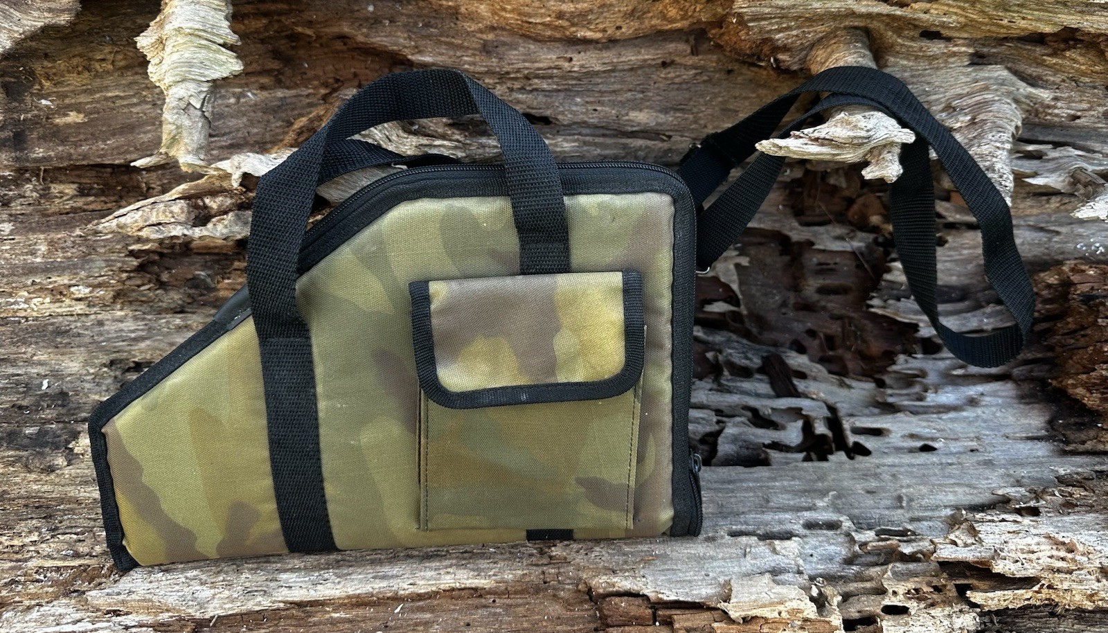 Vintage Camouflage Patterned Soft Handgun Case With Side Pocket