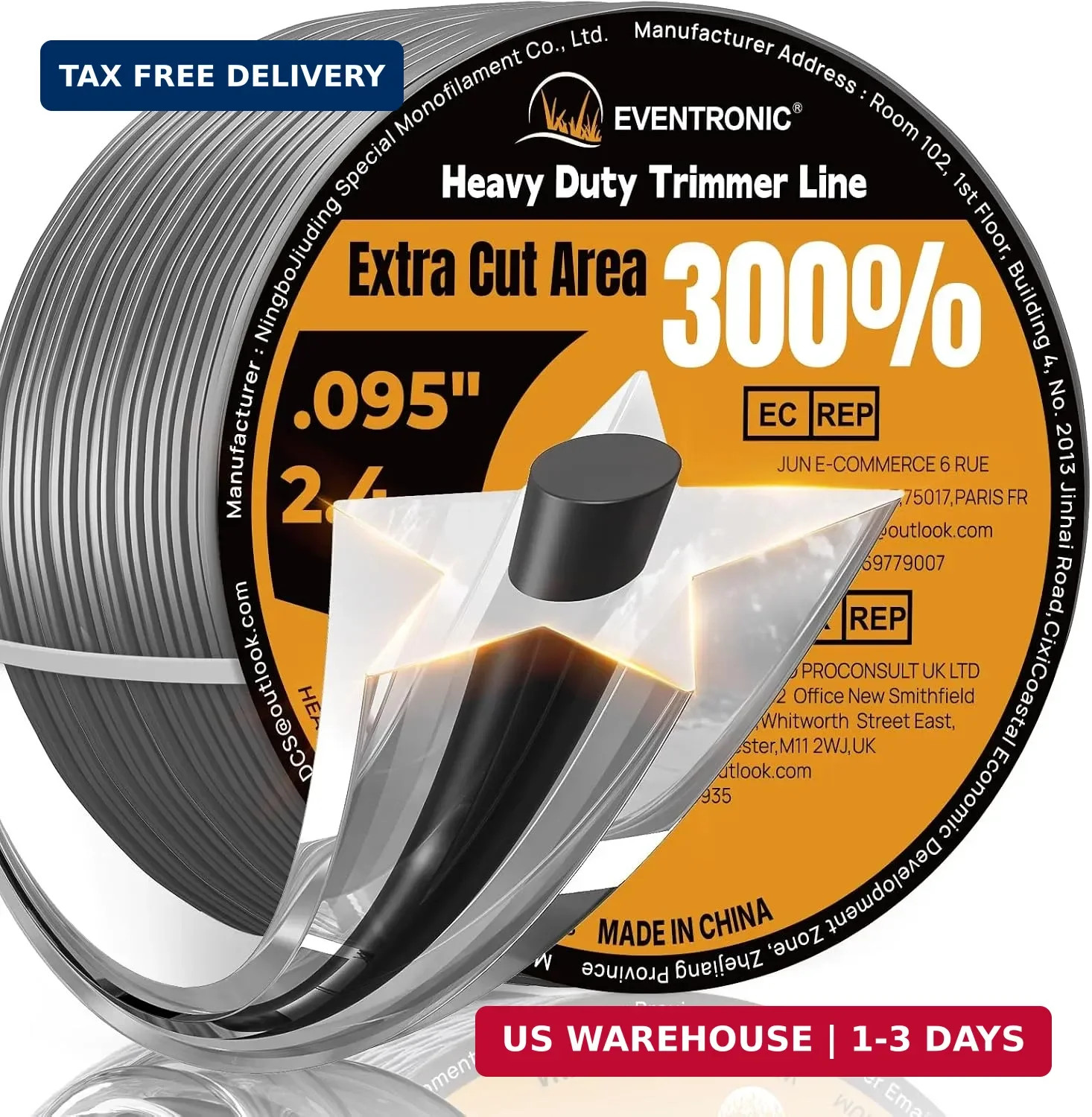 Weed Eater String, 095'' Heavy Duty String Trimmer Line, Pentagon Dual Core Weed