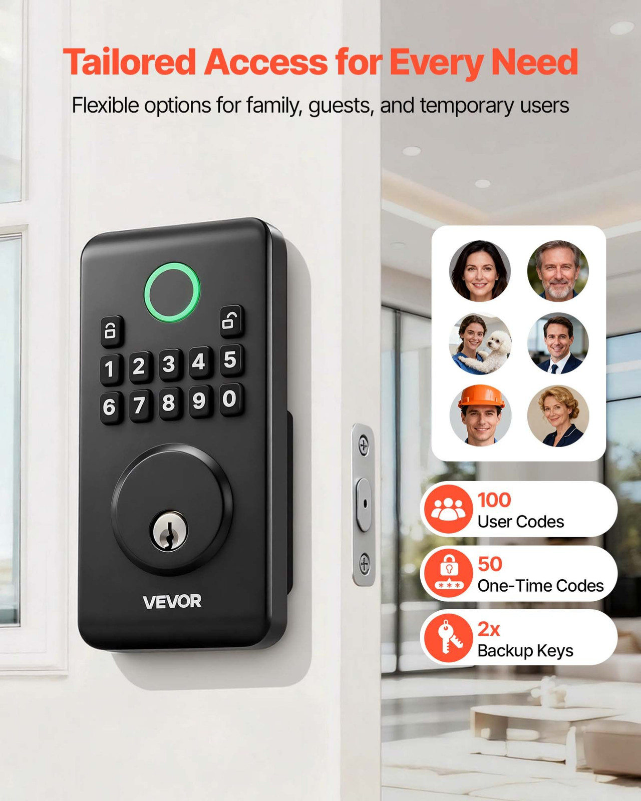 Keyless Entry Door Lock, Matte Black