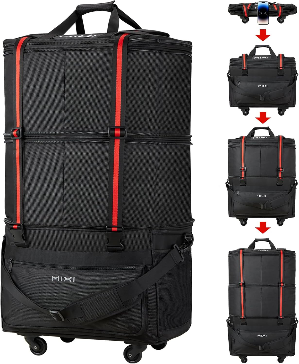 Travel Bag with Wheels Expandable Foldable Luggage Bag Collapsible Rolling Trave