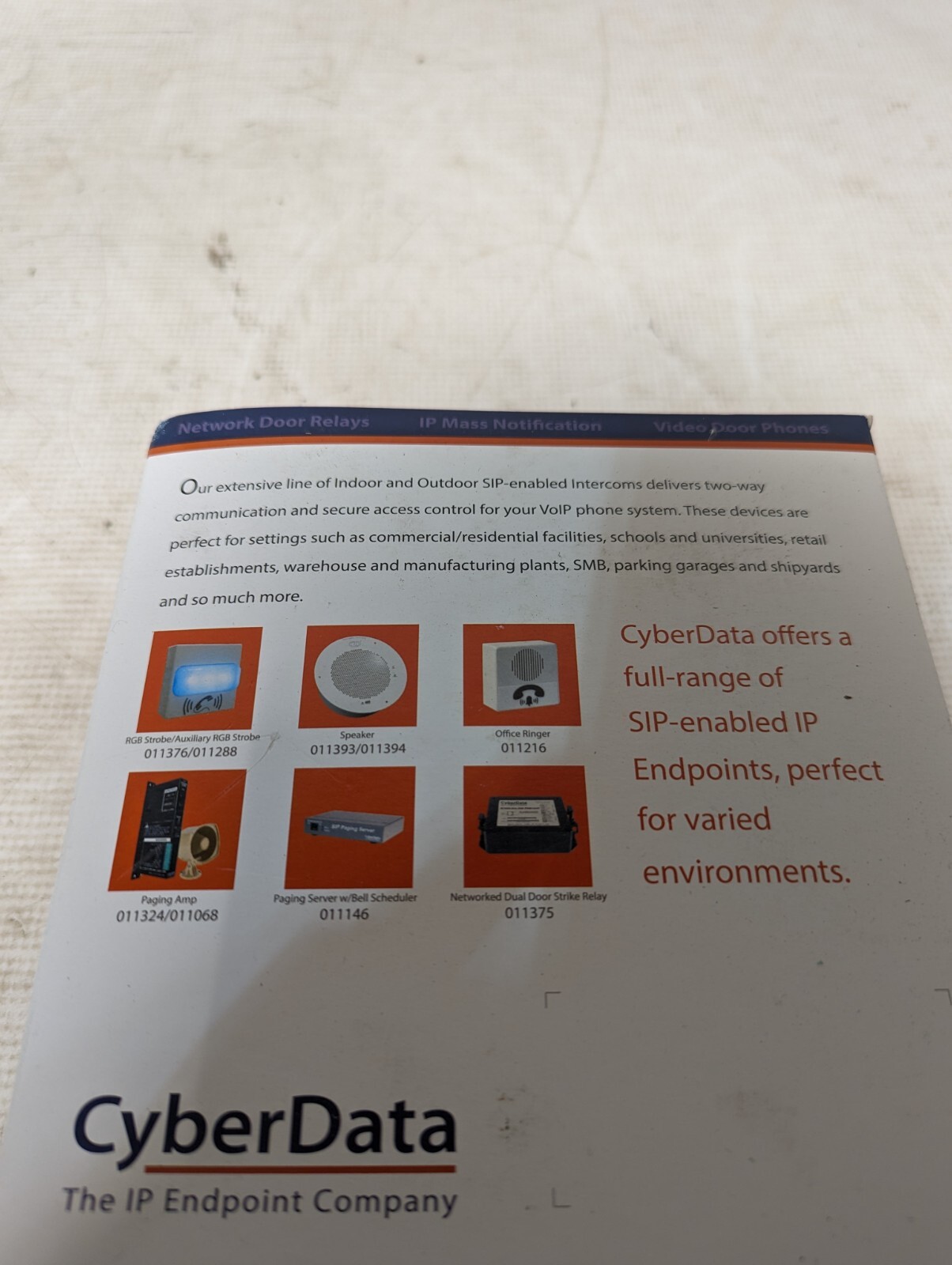 CyberData 011211H SIP Indoor Intercom Surface Mount