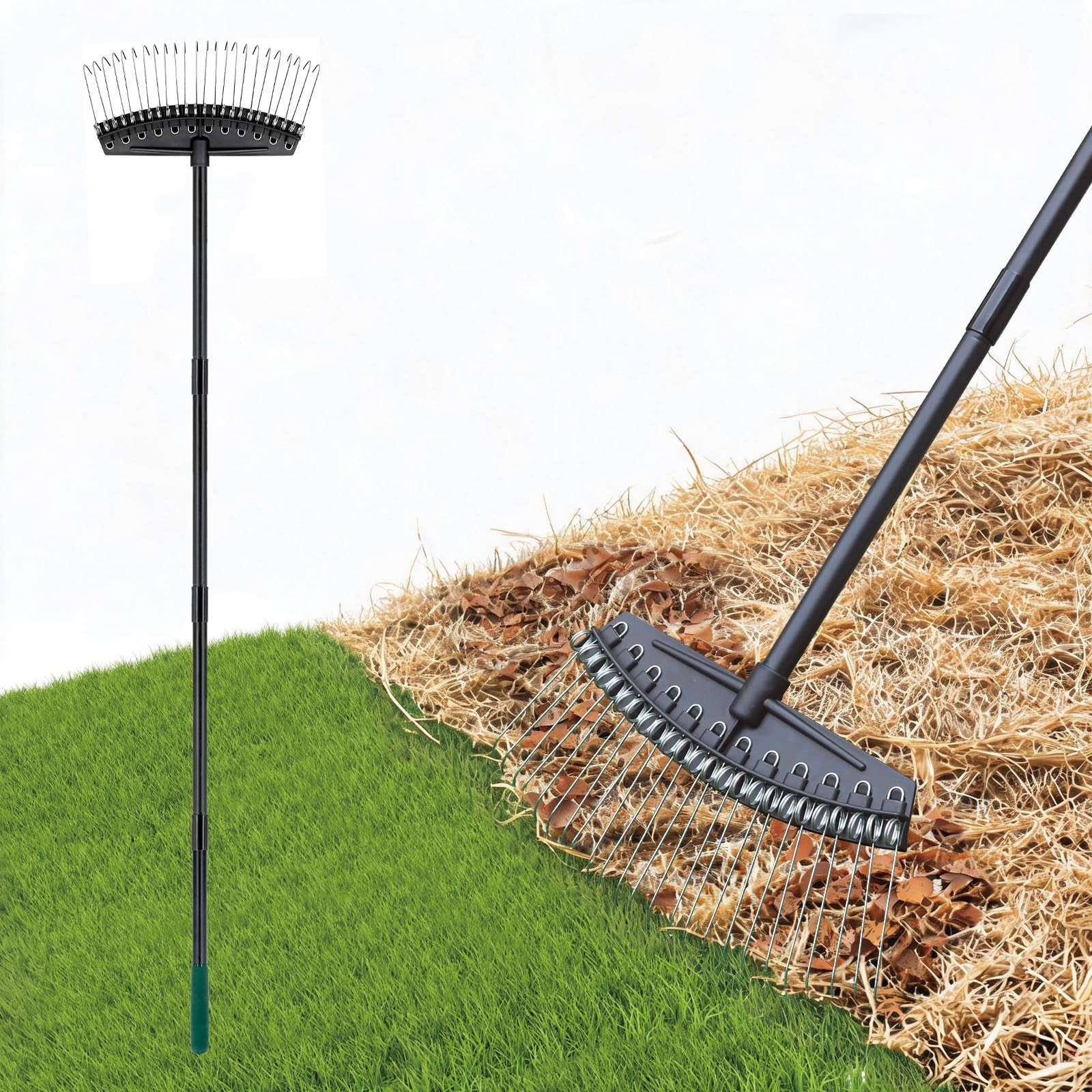 Thatch Rake with Thin Hook Design Glides, Dethatcher Rake for Lawns with 66.9...