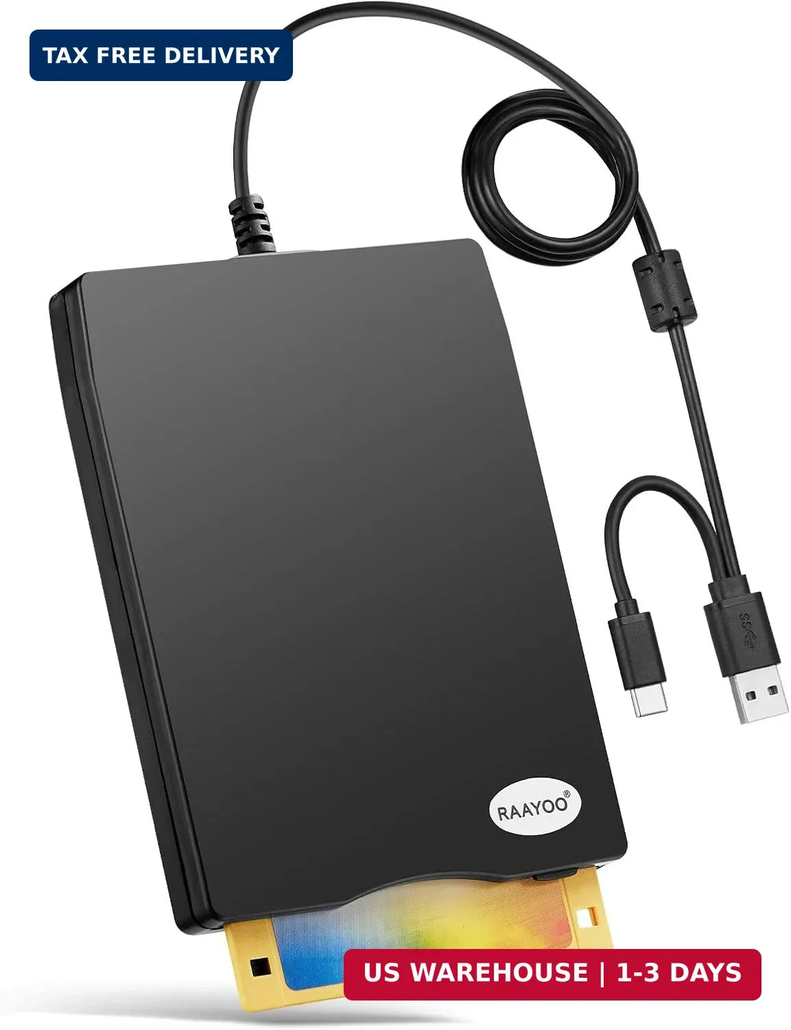Share RAAYOO Floppy Disk Reader USB Type A/C Black