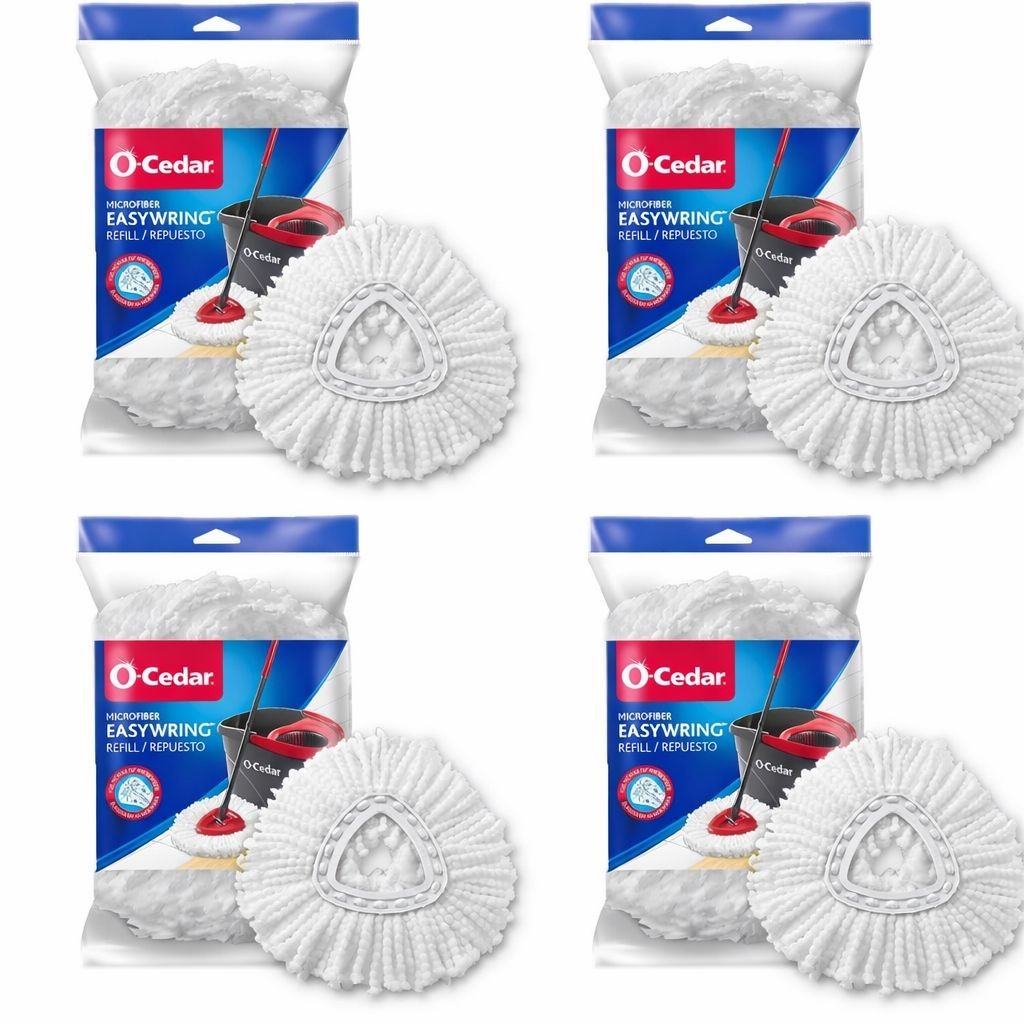 O-Cedar EasyWring Microfiber Mop Refill –Orignal White, 4 Pack