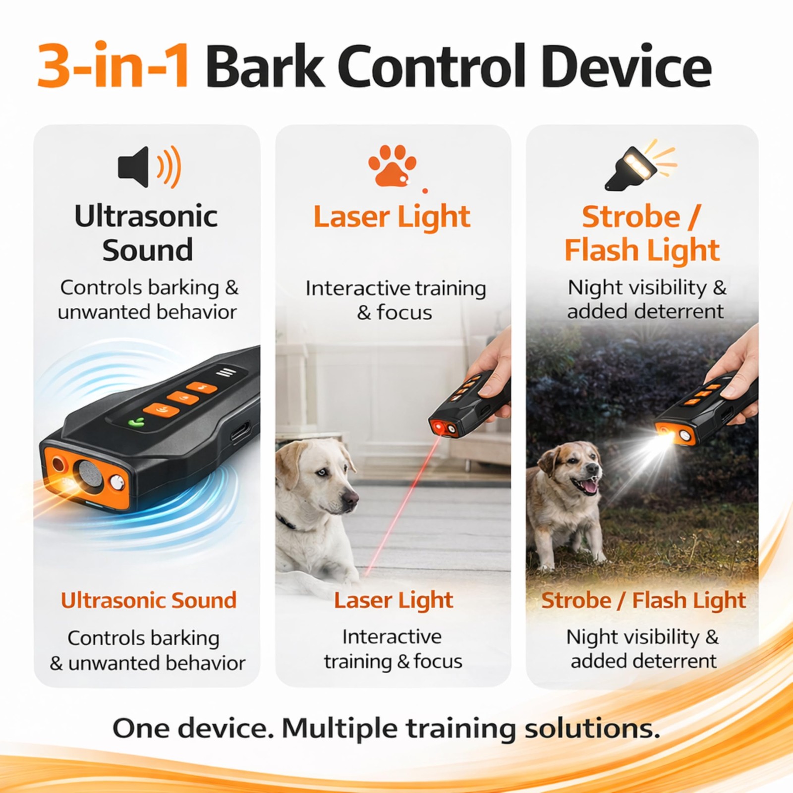 Dog Anti Barking Device - Portable Ultrasonic Dog Bark Deterrent with Recharg...