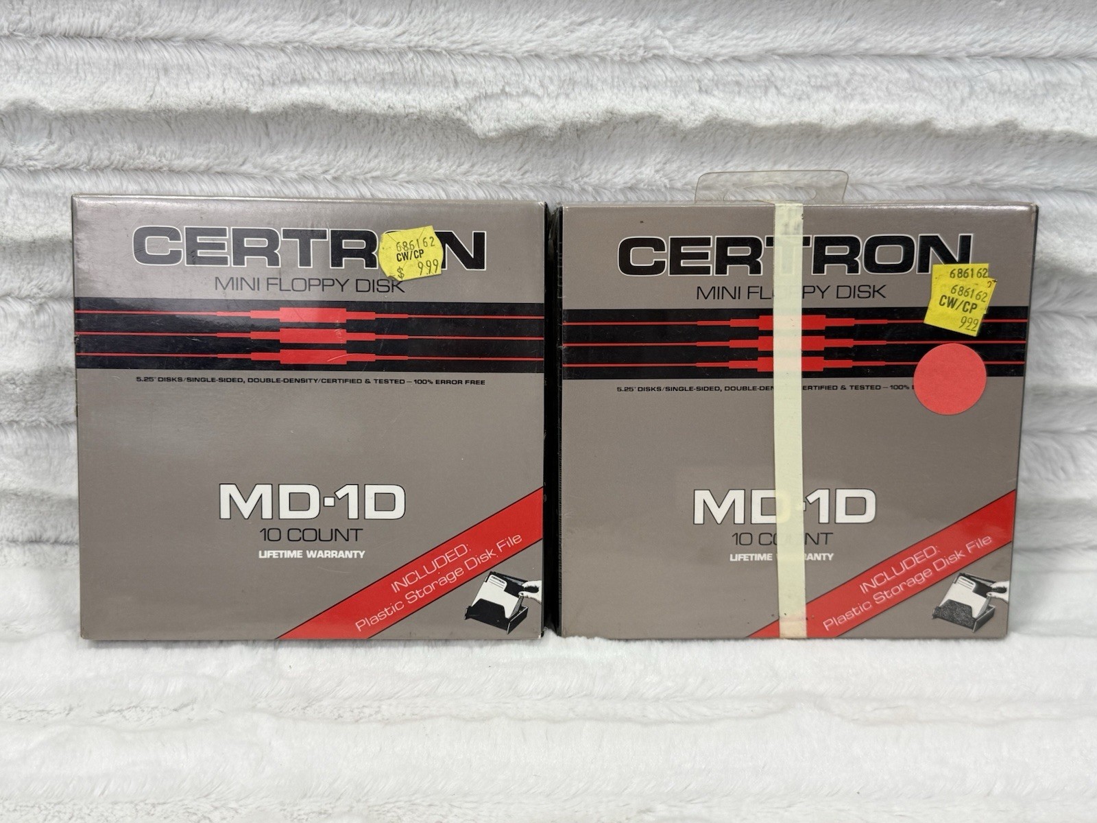 2X Vintage CERTRON 5.25" Floppy Disks MD-1D 10 Count w/Storage Disk File