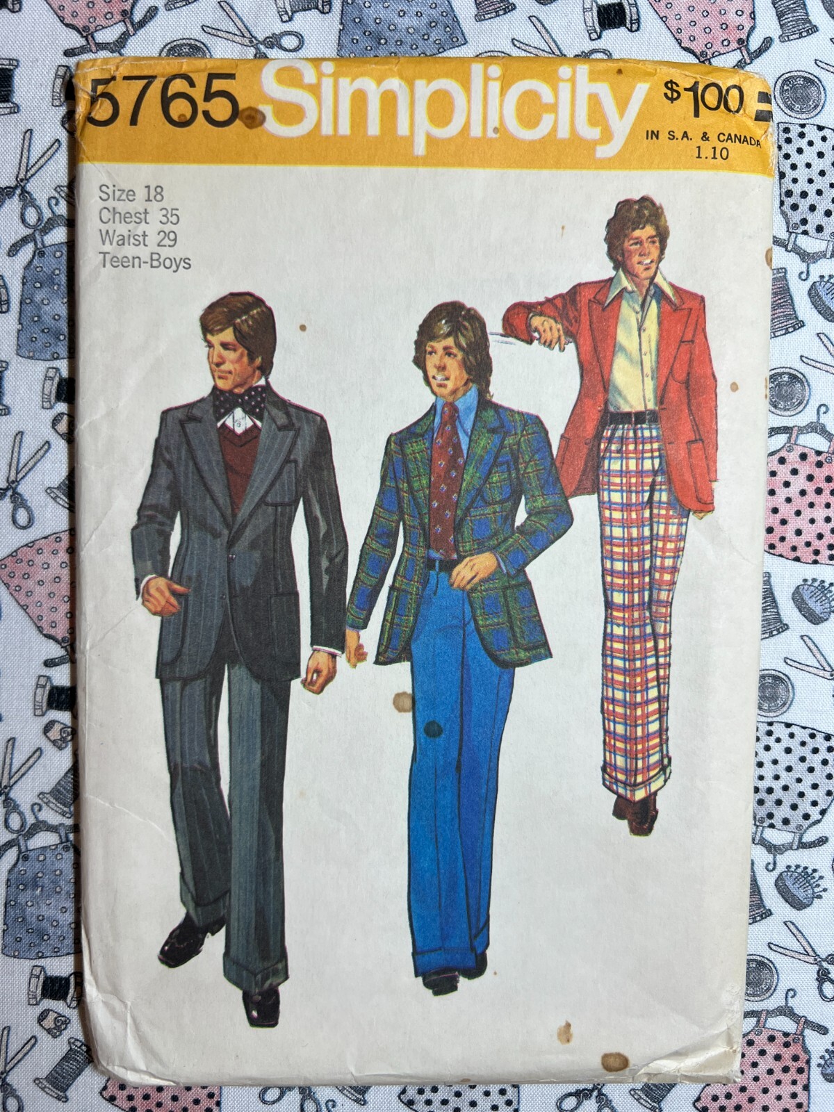 Simplicity Sewing Pattern 5765 Teen Boys' Unlined Jacket & Wide Leg Pants Sz 18
