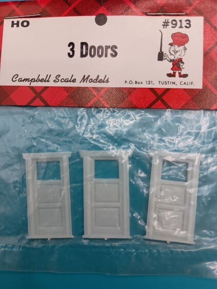 CAMPBELL  HO SCALE  913   (3) DOORS W/ WINDOW & TWO PANELS NEW OLD STOCK!