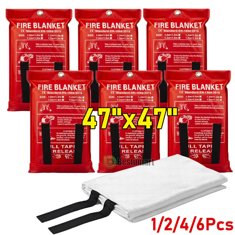 Emergency Fire Blanket W/Hook, For Home & Kitchen, Fire pits, BBQ, Fireplace