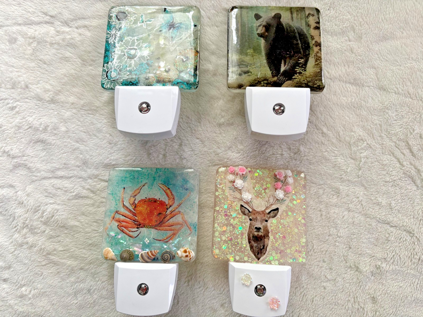 Handmade Resin Night Light Wildlife Coastal Floral Decor Choose Design