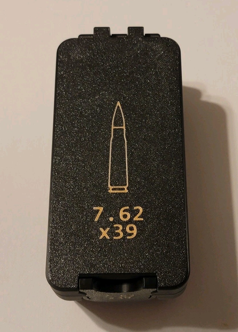 7.62 X 39 Ammo Box Snap Lock 50 rd 3D Printed Storage Black Gold Pla