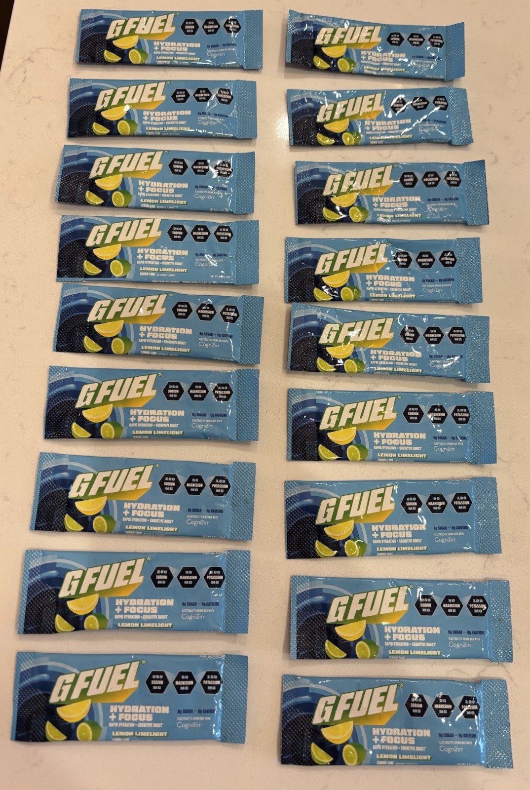 G Fuel Hydration + Focus Lemon Limelight Lemon-Lime 18 Stick Packs Exp 3/28