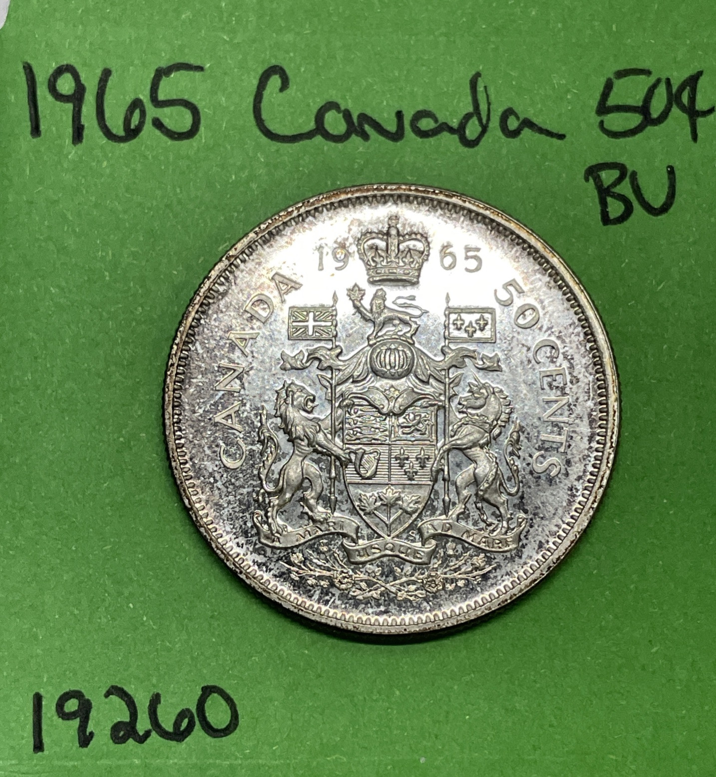 1965 Canada 🇨🇦 50 Cents Canadian Silver Half Dollar  BU George VI