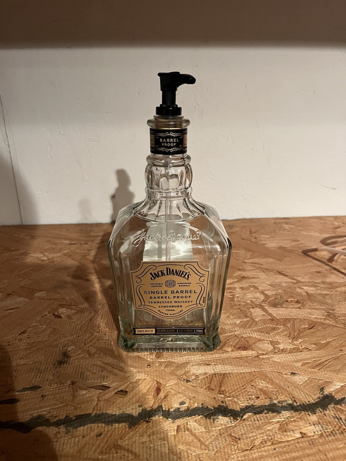 Jack Daniels Barrel Proof Bourbon Soap Pump And Bottle 750ml Empty
