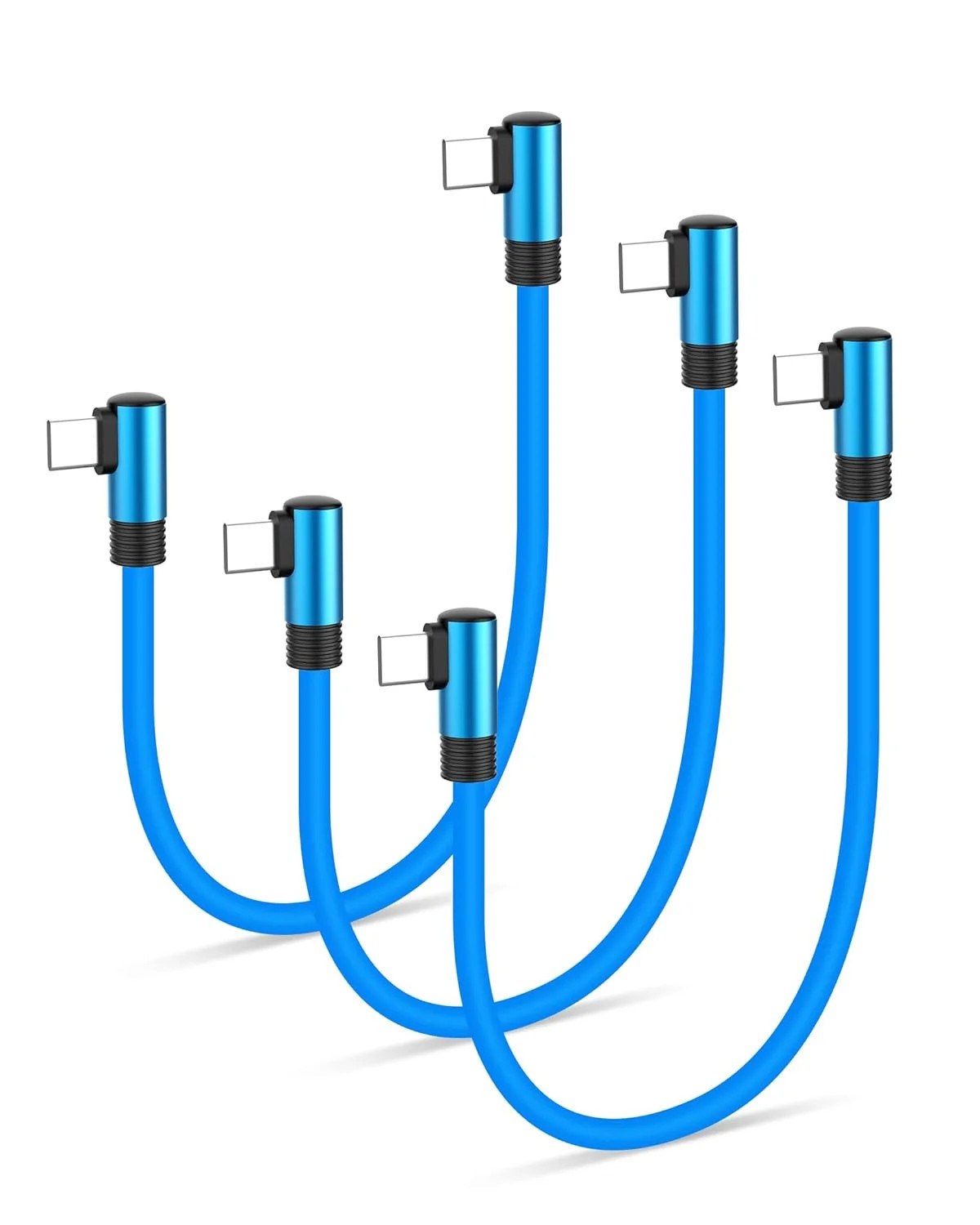 6 inch Short USB C Cable 90 Degree,3 Pack Silicone 60W Fast Charging Cord USB C