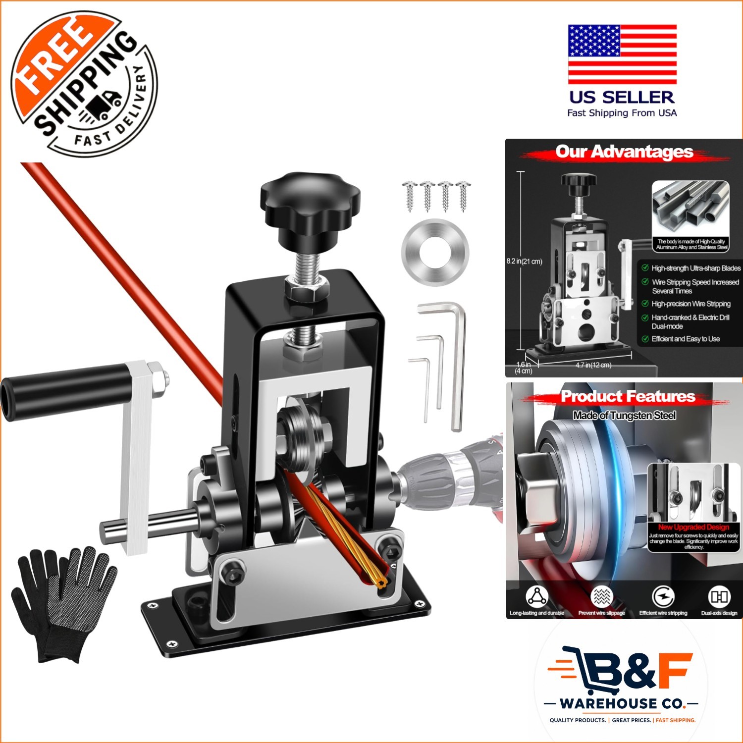 Professional Grade Wire Stripping Tool | 1" Capacity & Quick Blade Change