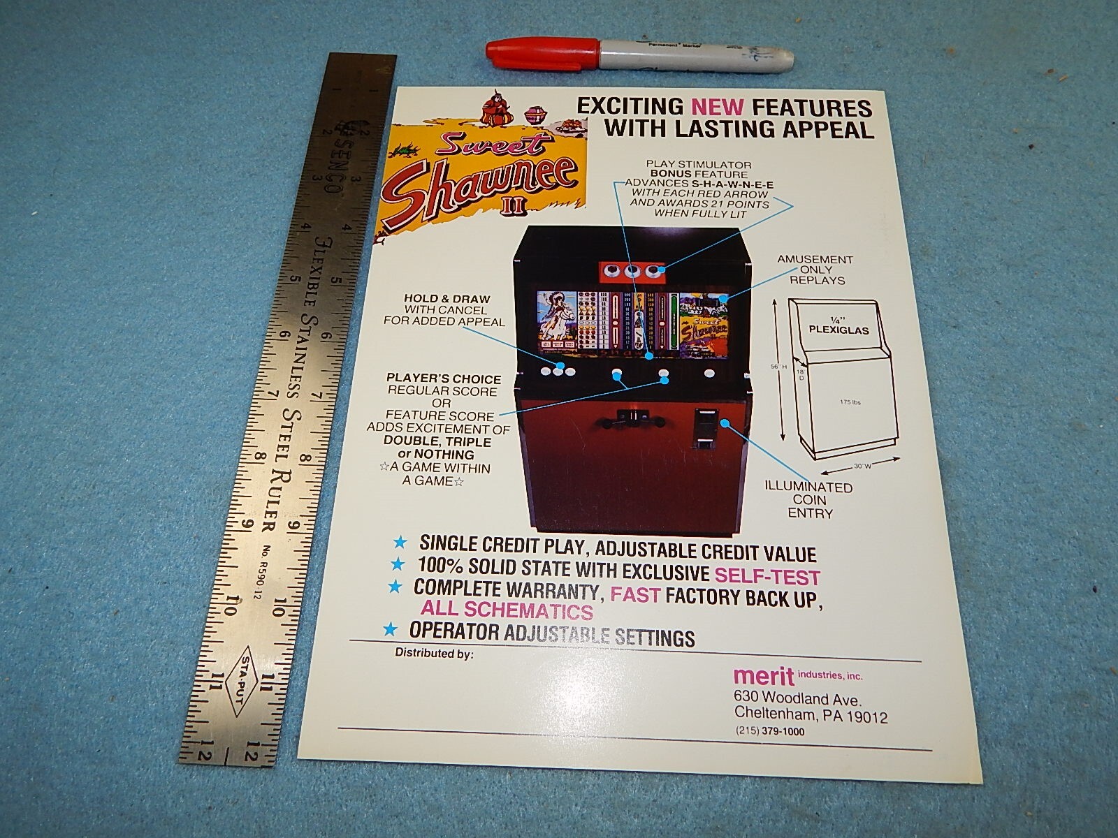 1986 Merit Industries SWEET SHAWNEE II advertising flyer