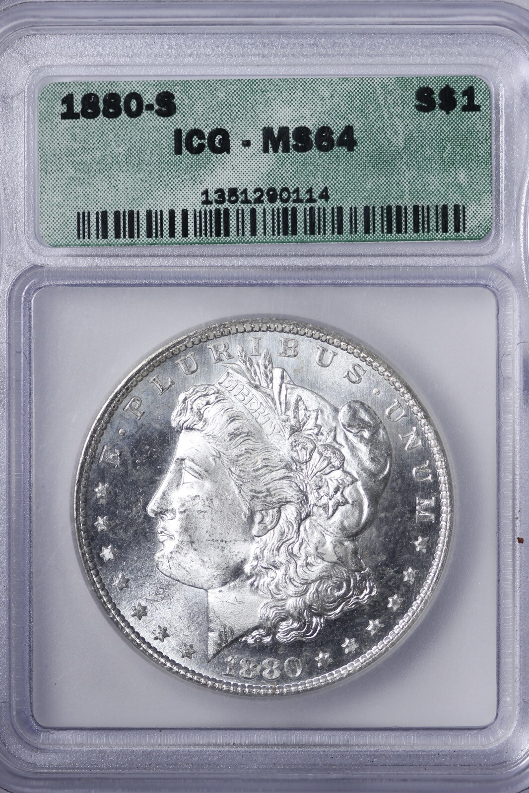 BU 1880-S Morgan Silver Dollar ICG MS64 Ridiculous Blazer! TABR